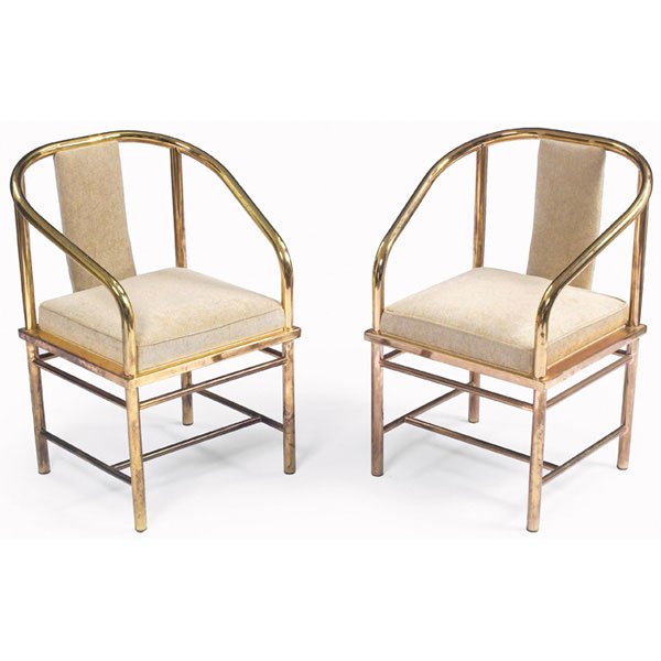 Mastercraft chairs, pair, brass frames