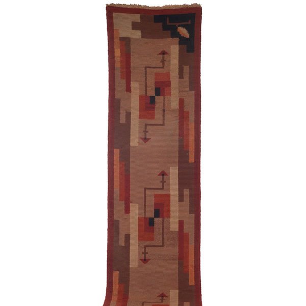 Art Deco runner, wool, hand-knotted, 138" long