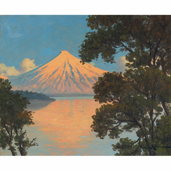 Ramos Catalan "Mountain Landscape," c. 1920, oil: Ramos Catalan (Chilean, b. 1890) "Mountain Landscape," c. 1920, oil on canvas, 19.5" x 23.5", signed lower right, unframed