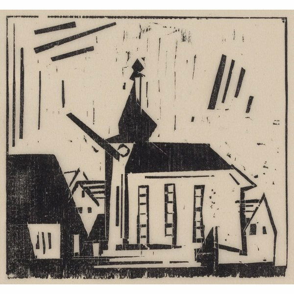 Lyonel Feininger "Little Church," 1924, woodcut: Lyonel Feininger (American, 1871-1956) "Little Church," 1924, woodcut, 5.25" x 5.75", unsigned, catalogue number W253, unframed