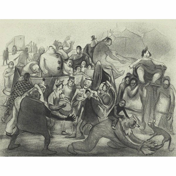 Boris Gorelick "Circus," c. 1935, lithograph: Boris Gorelick (American, 1912-1984) "Circus," c. 1935, lithograph, 13" x 16.5", pencil signed and titled, framed