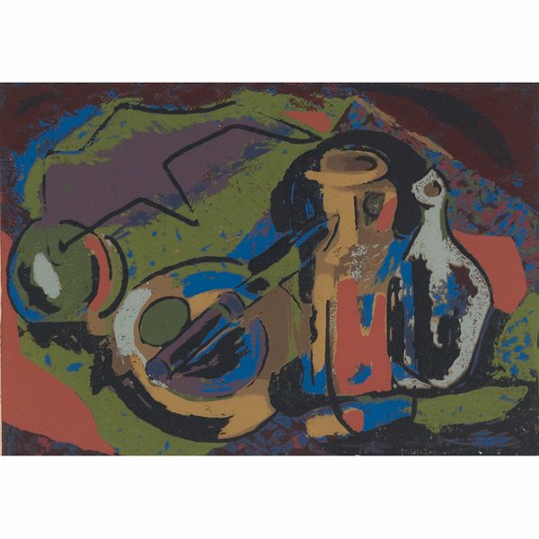 Mario de Ferrante "Purple Glove," 1952, screenprin: Mario de Ferrante (Italian/American, 1898-1992) "Purple Glove," 1952, screenprint, 10.75" x 15.25", pencil signed, titled, dated and numbered, edition of 89, framed