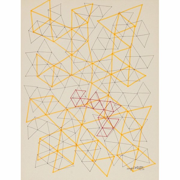 Angelo Testa "Abstract Triangles," 1972, pen and i: Angelo Testa (American, 1918-1984) "Abstract Triangles," 1972, pen and ink on illustration board, 13.25" x 10.25", signed and dated lower right, framed