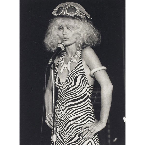 Bob Gruen "Debbie Harry, Max's," silver print: Bob Gruen (American, b. 1945) "Debbie Harry, Max's," 1976, printed 1984, gelatin silver print, signed, titled and dated, 16" x 20", unframed