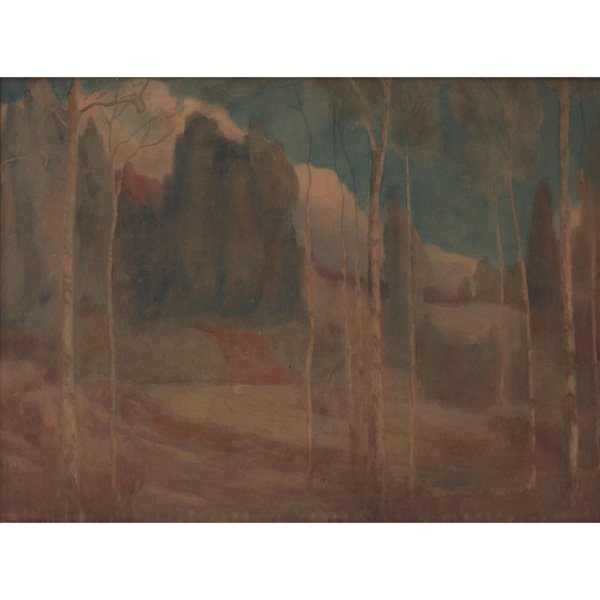 William Wendt "California Landscape, lithograph: William Wendt (American, 1865-1946) "California Landscape," 1910, color lithograph, 14" x 19.25", signed and dated in print lower left, framed