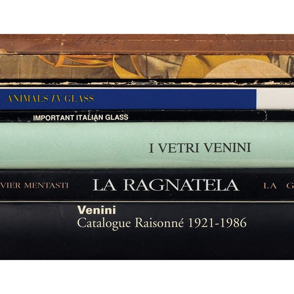 Italian Glass reference books, group of 8:: Italian Glass reference books, group of 8: Italian Glass and Handicrafts of Italy by the Italian Institute for Foreign Trade; Venini & The Murano Renaissance: Italian Art Glass of the 1940s & 50s, a F