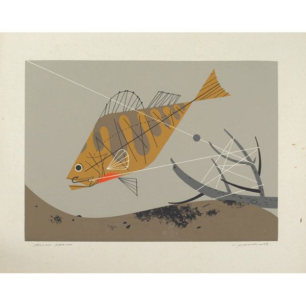 Charley Harper serigraph, "Yellow Perch: Charley Harper serigraph, "Yellow Perch," 15" x 19", unframed, signed and titled
