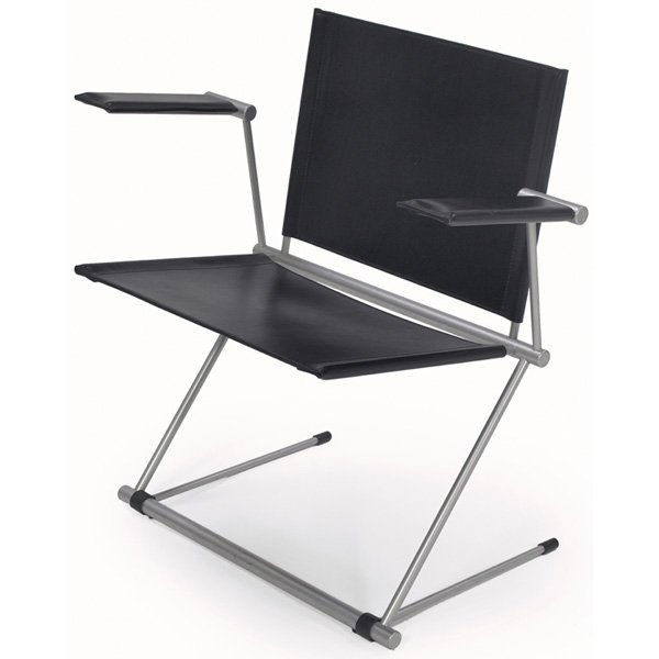 Herbert Ohl "Ballerina" chair, by Matteo Grassi,: Herbert Ohl "Ballerina" chair, by Matteo Grassi, 1991, cantilevered frame with original leather upholstery and armrests, 28.5"w x 19"d x 29"h, excellent condition