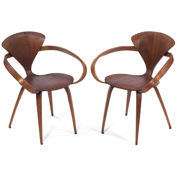 Norman Cherner armchairs, pair, by Plycraft