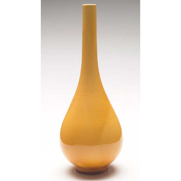 Rookwood vase, light yellow Standard glaze, 1884