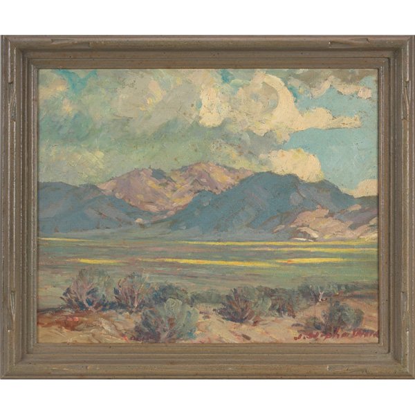 Jefferson Stephen Ward, "Western Landscape," oil o: Jefferson Stephen Ward (American, 1876-1949), "Western Landscape," oil on canvas, 16" x 20", signed, framed