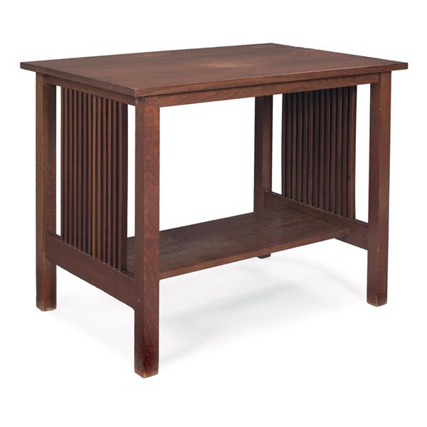 15 Gustav Stickley library table, 655, rectangular