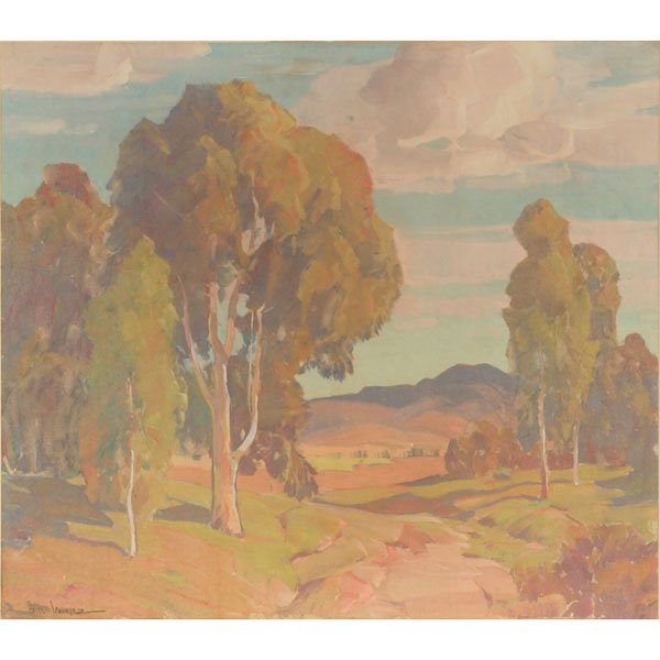 Paul Lauritz, , "California Landscape: Paul Lauritz (American, 1889-1975), print, "California Landscape," 14" x 15.5", signed, mounted on board, framed