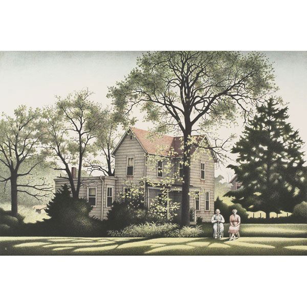 Roger Medearis, Evening Watch, lithograph: Roger Medearis (American, 1920-2001) "Evening Watch," 1982, seven-plate color lithograph, 16.25" x 24", pencil signed, titled and numbered, edition of 300, unframed