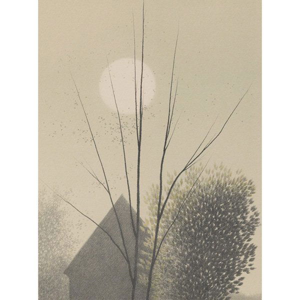 Robert Kipniss, Tree with House, lithograph: Robert Kipniss (American, b. 1931) "Tree with House," c. 1975, color lithograph, 13.5" x 10", pencil signed and numbered, edition of 250, unframed
