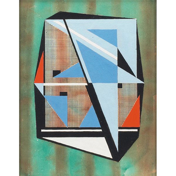 Thomas Brownell Eldred, Abstract, mixed media: Thomas Brownell Eldred (American, 1903-1993) "Non-Objective Abstract," 1941, mixed media on paper, 18" x 14", signed and dated, framed