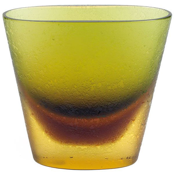 Flavio Poli corroso Sommerso vase, Murano: Flavio Poli Sommerso vase, for Seguso Vetri d'Arte, Murano, Italy, green and yellow, corroso exterior, 8.5"w x 3.5"d x 8.5"h, mint condition