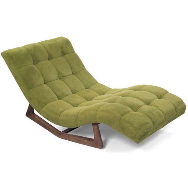 Chase Chairs daybed, USA, signed: Chase Chairs daybed, USA, 1960s, wood frame that can be positioned two ways, original bright green tufted velour upholstery, signed with metal tag "Chase Chairs a Division of Schnadig Corp.", 37.5"w x