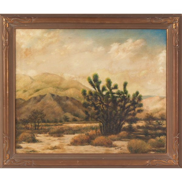 Felix Lewis Martini, Desert Landscape, oil: Felix Lewis Martini (American, 1893-1965) "Desert Landscape," 1943, oil on canvas, 20" x 24", signed and dated lower right, framed