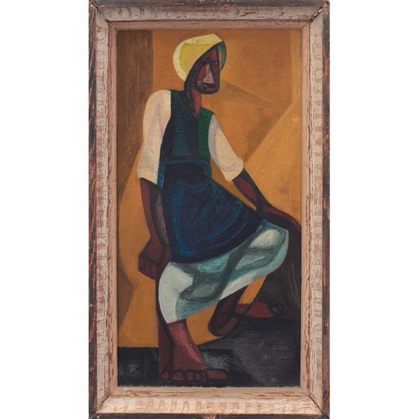Hazel Jacoby Harbauer, Portrait of a Man, oil: Hazel Jacoby Harbauer (American, 1905-1987) "Portrait of a Man," c. 1940, oil on canvas, 25" x 13", signed on verso, framed