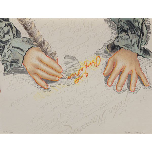 Larry Rivers, Big B. Signs Up, lithograph: Larry Rivers (American, 1923-2002) "Big B. Signs Up," 1976, lithograph and silkscreen, in original publisher's envelope, 20" x 26", pencil signed, numbered and dated, edition of 175, unframed