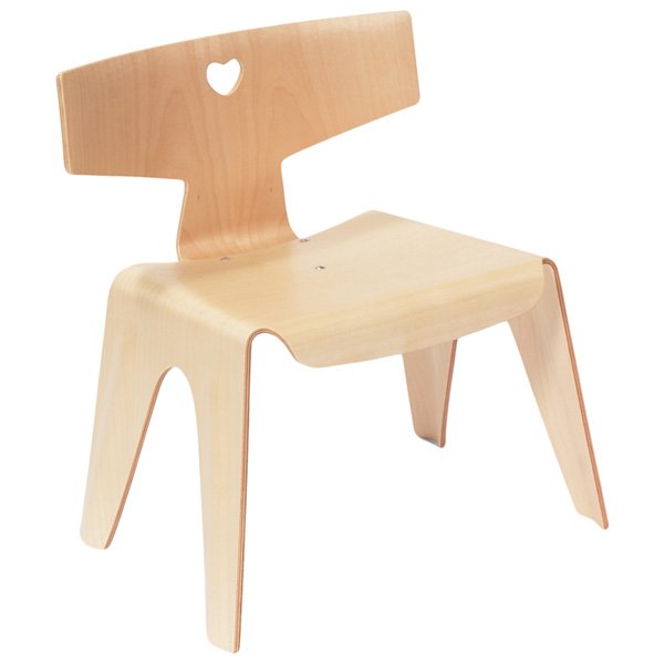 Charles and Ray Eames child's chair: Charles and Ray Eames child's chair, by Vitra, 2004, molded birch plywood, heart-shaped cutout to back, 13.25"w x 10"d x 14.25"h, Vitra label and original box, excellent condition