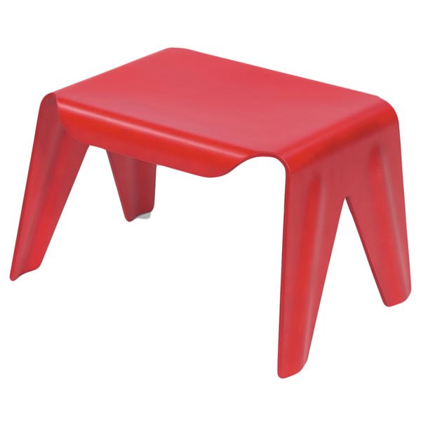 Charles and Ray Eames child's stool: Charles and Ray Eames child's stool, by Vitra, 2004, molded birch plywood with dyed red finish, 13.75"w x 10"d x 8.5"h, Vitra label and original box, excellent condition