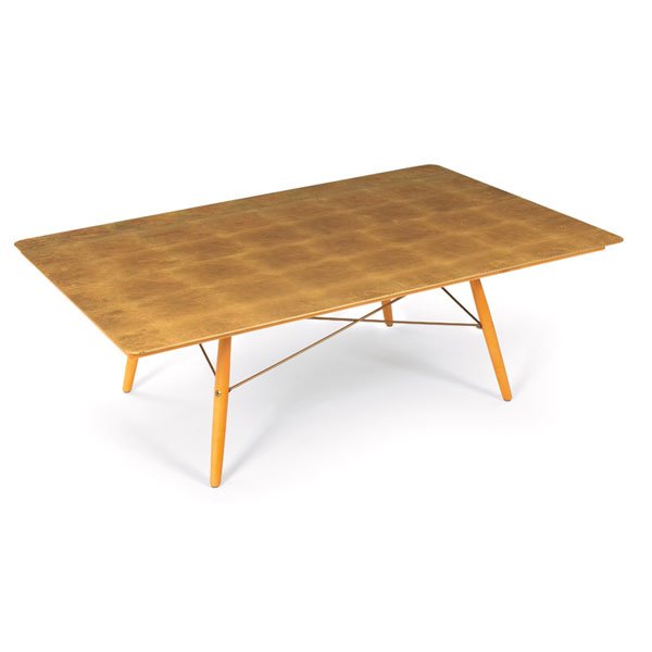 Eames Anniversary coffee table, 1999 : Eames Anniversary coffee table, 1999, by Herman Miller, limited edition of 500, commemorates the 50th anniversary of the Eames house (1949-1999), solid brass top with original gold leaf surface, birch