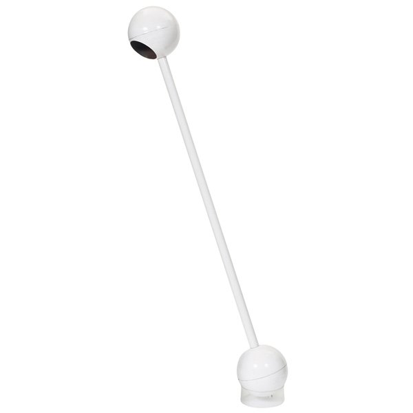 George Kovacs floor lamp, USA: George Kovacs floor lamp, USA, barbell form of white enameled steel, clear Lucite ring base, 56"l, repainted, some damage, good condition