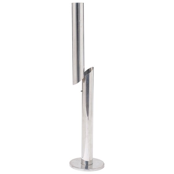 Robert Sonneman floor lamp, aluminum: Robert Sonneman floor lamp, aluminum, tubular form with split at center, round base, unsigned, 68"h, very good condition
