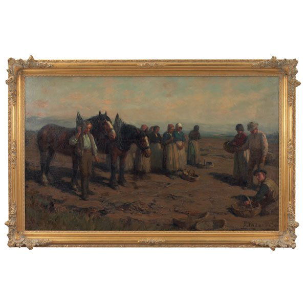 Joseph Farquharson: Joseph Farquharson (Scottish, 1846-1935) "The Angelus," c. 1900, oil on canvas, 30" x 50", signed lower right, framed