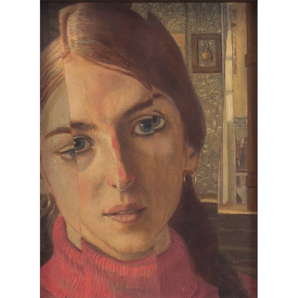 Douglas Warner Gorsline: Douglas Warner Gorsline (American, 1913-1985) "Minou," c. 1970, oil on canvas, 12" x 9", signed lower right, titled on verso, Harmon Gallery label on verso, framed