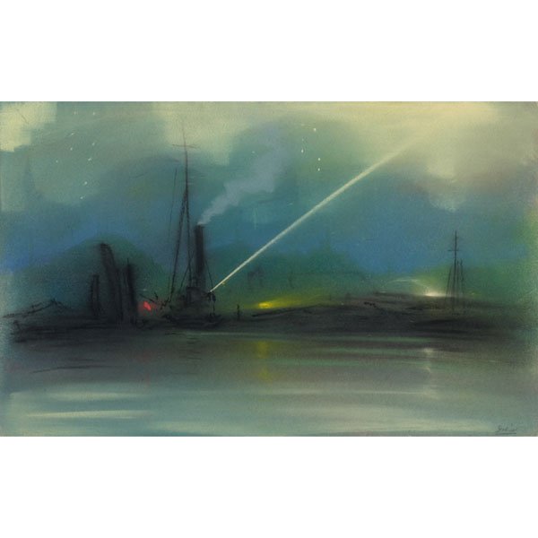 Leon Louie Dolice: Leon Louie Dolice (German/American, 1892-1960), "New York Harbor Scene," pastel on paper, 12" x 19", signed, unframed