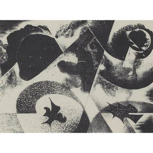 Medard P. Klein: Medard P. Klein (American, 1905-2002) "Abstract Composition," 1945, lithograph, 7.25" x 9.75", pencil signed, dated and numbered, edition of 8, framed