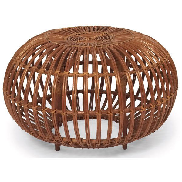 Franco Albini stool, Vittorio Bonacino, rattan: Franco Albini stool, by Vittorio Bonacina, Italy, 1950s, rattan, 24"dia x 14"h, wear to finish, good original condition