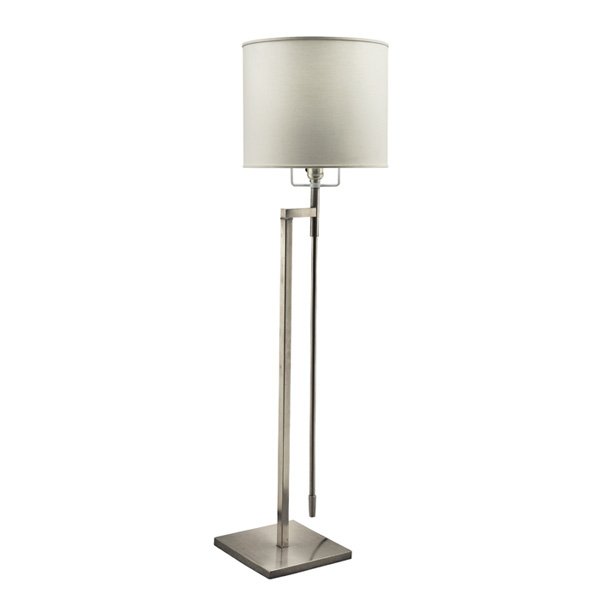 Laurel floor lamp: Laurel floor lamp, 1960s, brushed square stainless steel frame with adjustable height post, unsigned, height adjusts from 44" to 60", very good condition