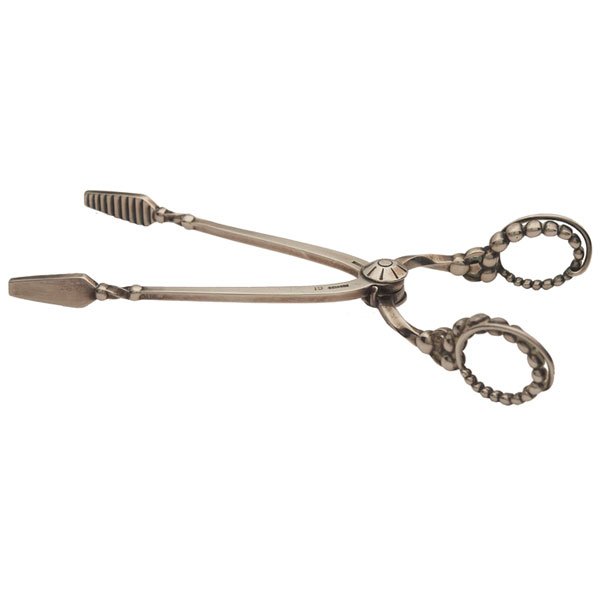 Georg Jensen: Georg Jensen sugar tongs, sterling silver with sculpted designs at handles, marked, 4.25"l
