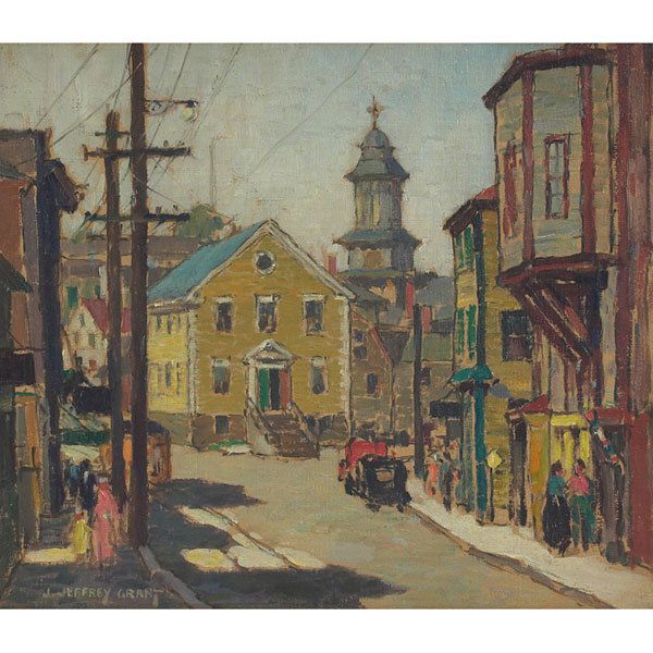 James Jeffrey Grant: James Jeffrey Grant (American, 1883-1960) "Marblehead," c. 1920, oil on canvas board, 14" x 16", signed lower left, titled on verso, framed