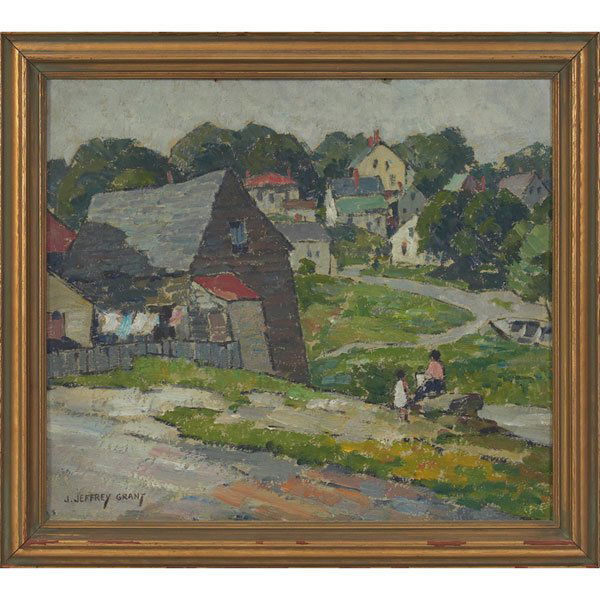 James Jeffrey Grant: James Jeffrey Grant (American, 1883-1960) "Lanesville," c. 1920, oil on canvas board, 14" x 16", signed lower left, framed
