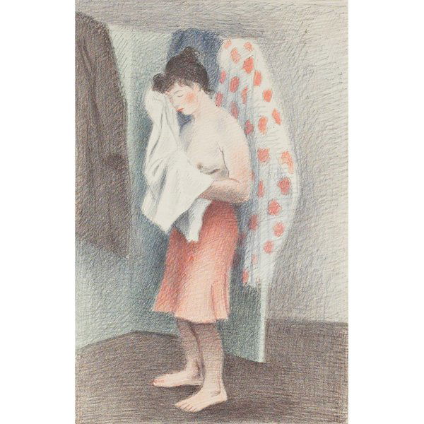 Raphael Soyer, Francis Chapin: Raphael Soyer (American, 1899-1987) "Woman Dressing," 1942, color lithograph, 19" x 12.5", pencil signed and numbered, edition of 300, unframed; wtih Francis Chapin (American, 1899-1965) "Nude with Ve