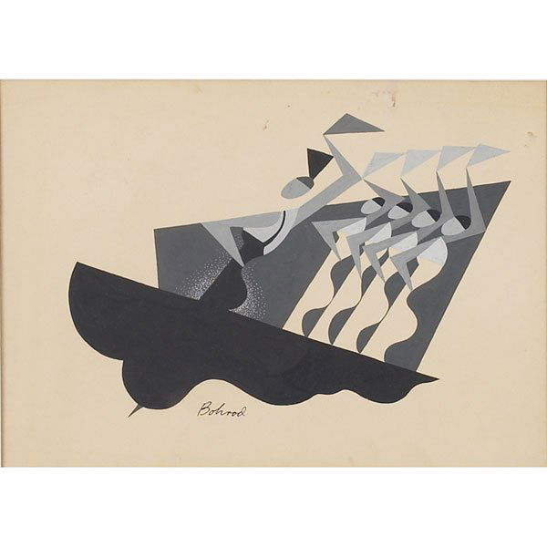 Aaron Bohrod: Aaron Bohrod (American, 1907-1992) "Piano Variations," 1931, gouache and ink, 8.5" x 11.75", signed lower center, framed