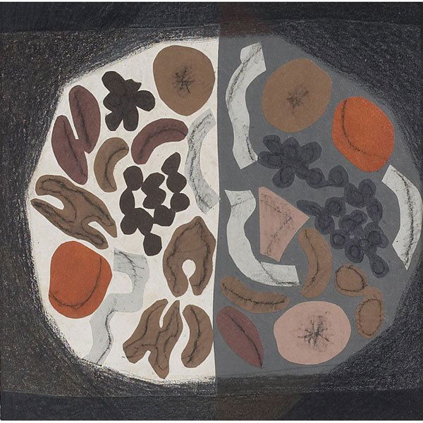 Margo Hoff: Margo Hoff (American, b. 1912) "Mixture," c. 1950, mixed media collage on masonite, 8" x 8", signature, titled on label on verso, Fairweather Hardin Gallery label on verso, framed