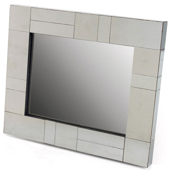 Paul Evans Cityscape mirror, chromed patchwork: Paul Evans Cityscape mirror, chromed patchwork, 11" x 13", frame is 2" w, unsigned, very good original condition