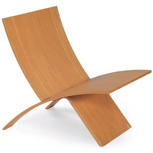 Jens Nielsen "Laminex" plywood chair, Westnova: Jens Nielsen "Laminex" plywood chair, for Westnova Norway, two interlocking pieces in beech wood, unsigned, pictured in Danish Chairs by Noritsugu Oda, 21.25"w x 28"d x 27.5"h, original finish, very g