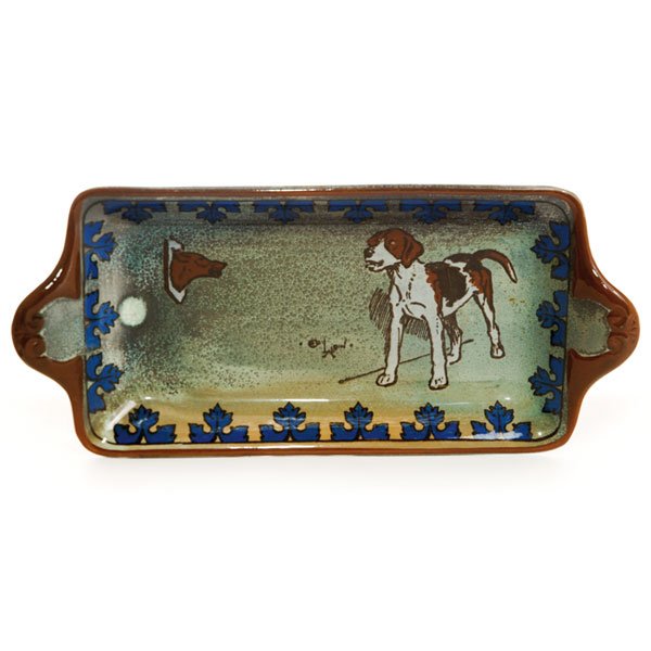 Royal Doulton, Cecil Aldin: Royal Doulton oblong tray, Titanian, Cecil Aldin, standing dog, 11.25"h
