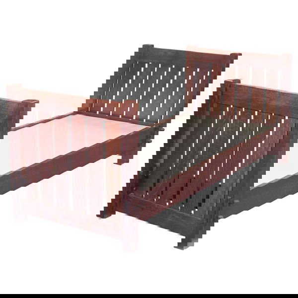 Gustav Stickley daybed, #220, knock-down form: Gustav Stickley daybed, #220, knock-down form with six vertical slats at each end and pull-peg construction, refinished, unsigned, 36"w x 83"l x 34"h, very good condition