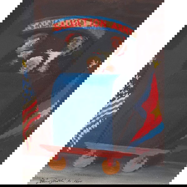 John Groth "Salvation Army," gouache: John Groth (American, b. 1908) "Salvation Army," c. 1945, gouache, 17.25" x 13.25", signed lower left, framed