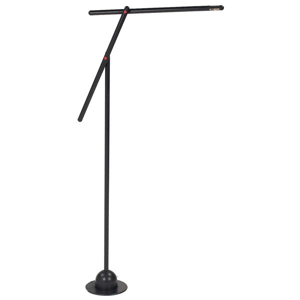 Mario Arnaboldi "Mira" floor lamp, by Programmaluc: Mario Arnaboldi "Mira" floor lamp, by Programmaluce, Italy, 1984, black enameled tubular metal construction with multiple adjustment options and red caps at pivot points, the lamp was only in producti