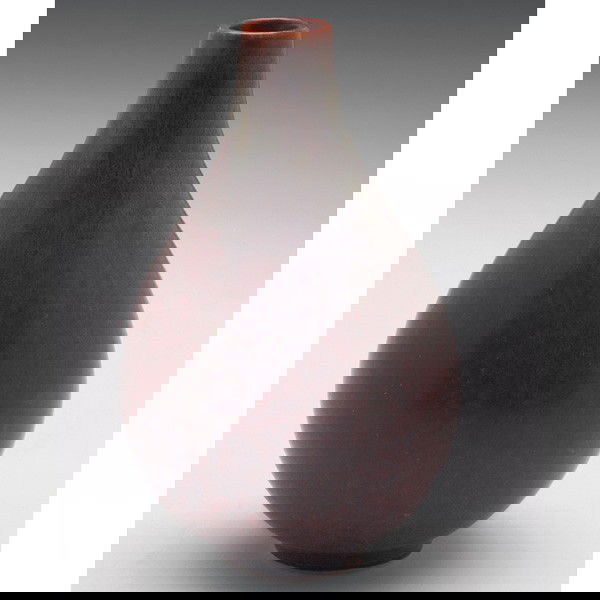 Saxbo vase by Nathalie Knebs, 1950, gourd shape: Saxbo vase, designed by Nathalie Knebs, c. 1950, gourd shape covered in a multi-toned brown and green matt glaze, signed, marked, #87, 2.5"w x 4"h