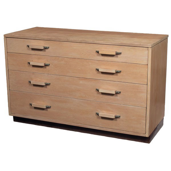 Eliel Saarinen and Pipsan Saarinen cabinets, pair: Eliel Saarinen and Pipsan Swanson Saarinen cabinets, pair, by Johnson Furniture, Grand Rapids, MI, 1940s, birch cases over platform bases with four drawers with original metal and wood pulls, each wit
